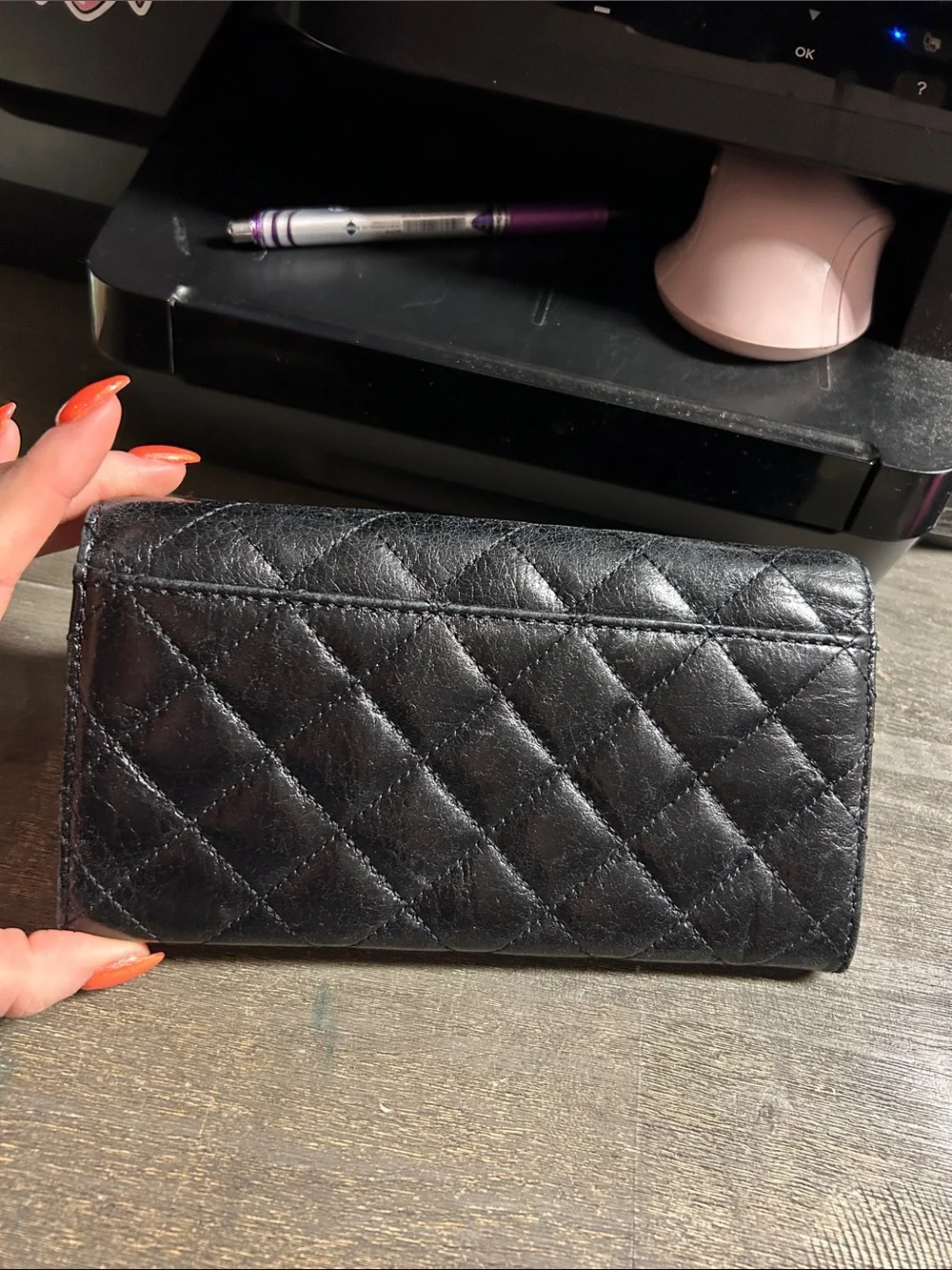 Michael Kors Black Quilted Leather Logo Clasp Wallet
